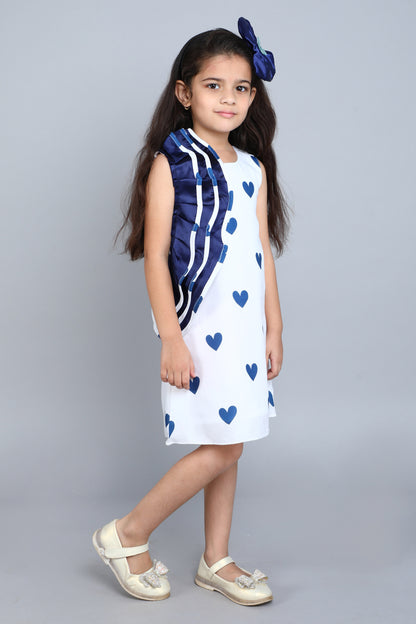 Navy Blue Heart Ruffle Dress