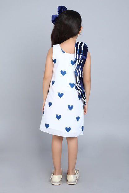 Navy Blue Heart Ruffle Dress