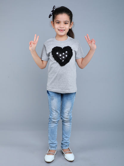 Heart Vibe T-Shirt Monochrome-Grey