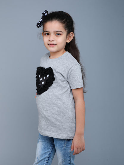 Heart Vibe T-Shirt Monochrome-Grey