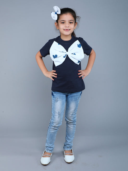 Bow Vibe T-Shirt -Navy Blue
