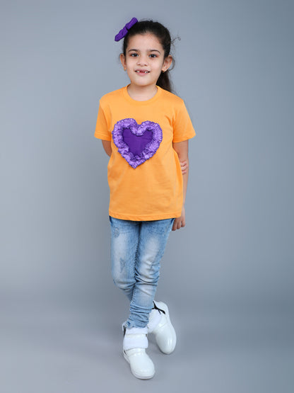 Heart Vibe T-Shirt- Yellow & Purple