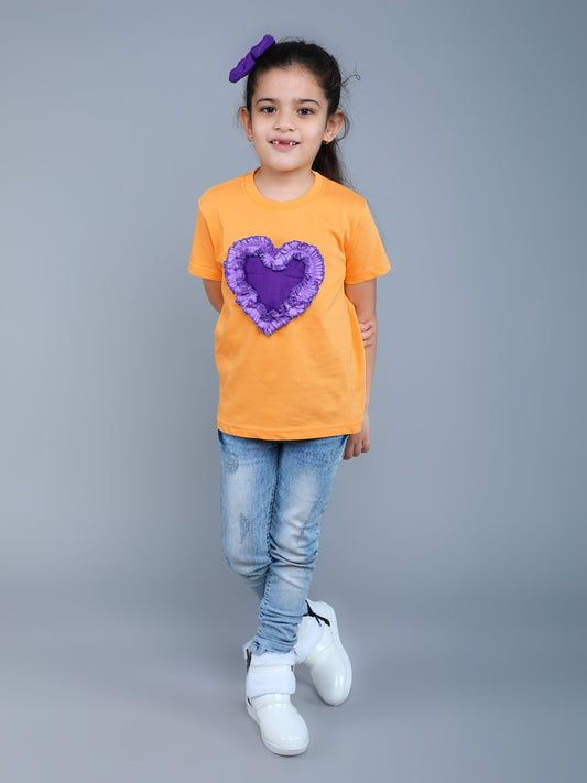 Heart Vibe T-Shirt- Yellow & Purple