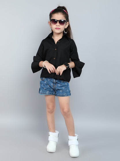 Collared Button-Up Shirt - Black