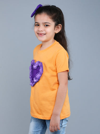 Heart Vibe T-Shirt- Yellow & Purple