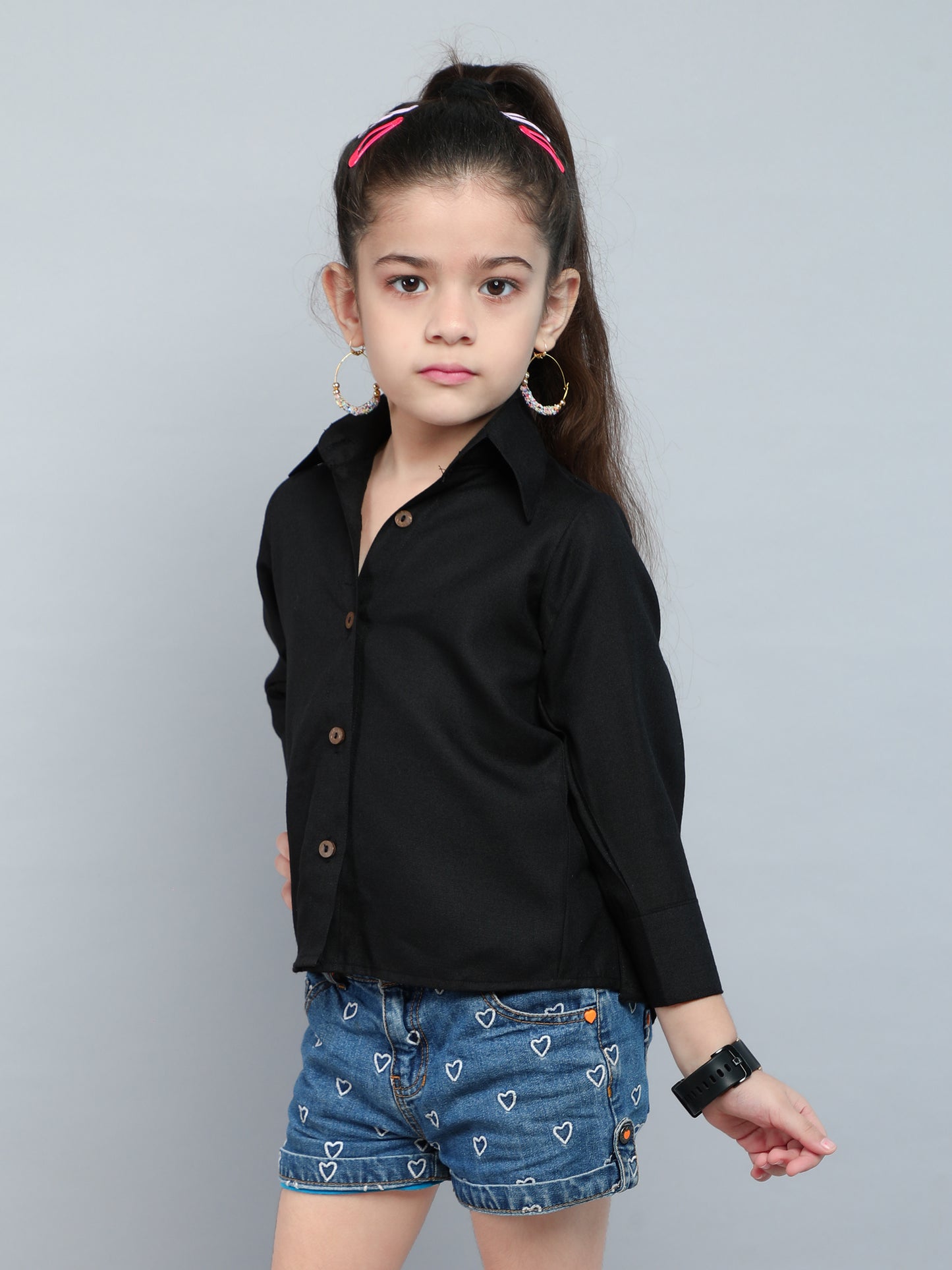 Collared Button-Up Shirt - Black
