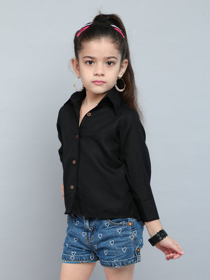 Collared Button-Up Shirt - Black