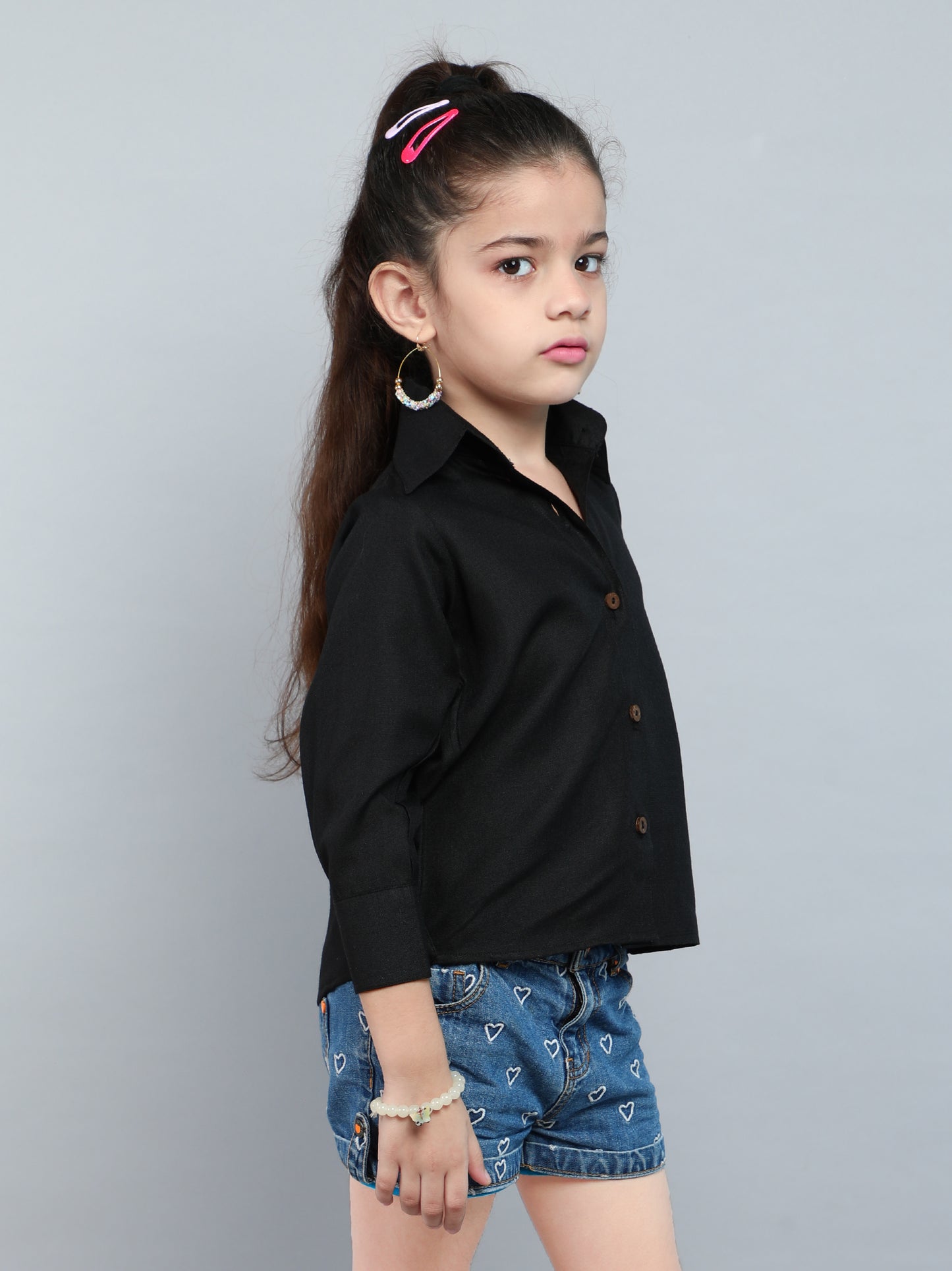 Collared Button-Up Shirt - Black