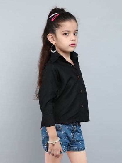 Collared Button-Up Shirt - Black