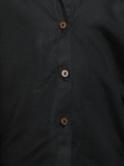 Collared Button-Up Shirt - Black