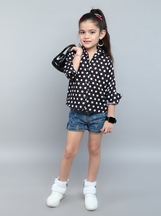 Black Polka Dot Button-Down Shirt