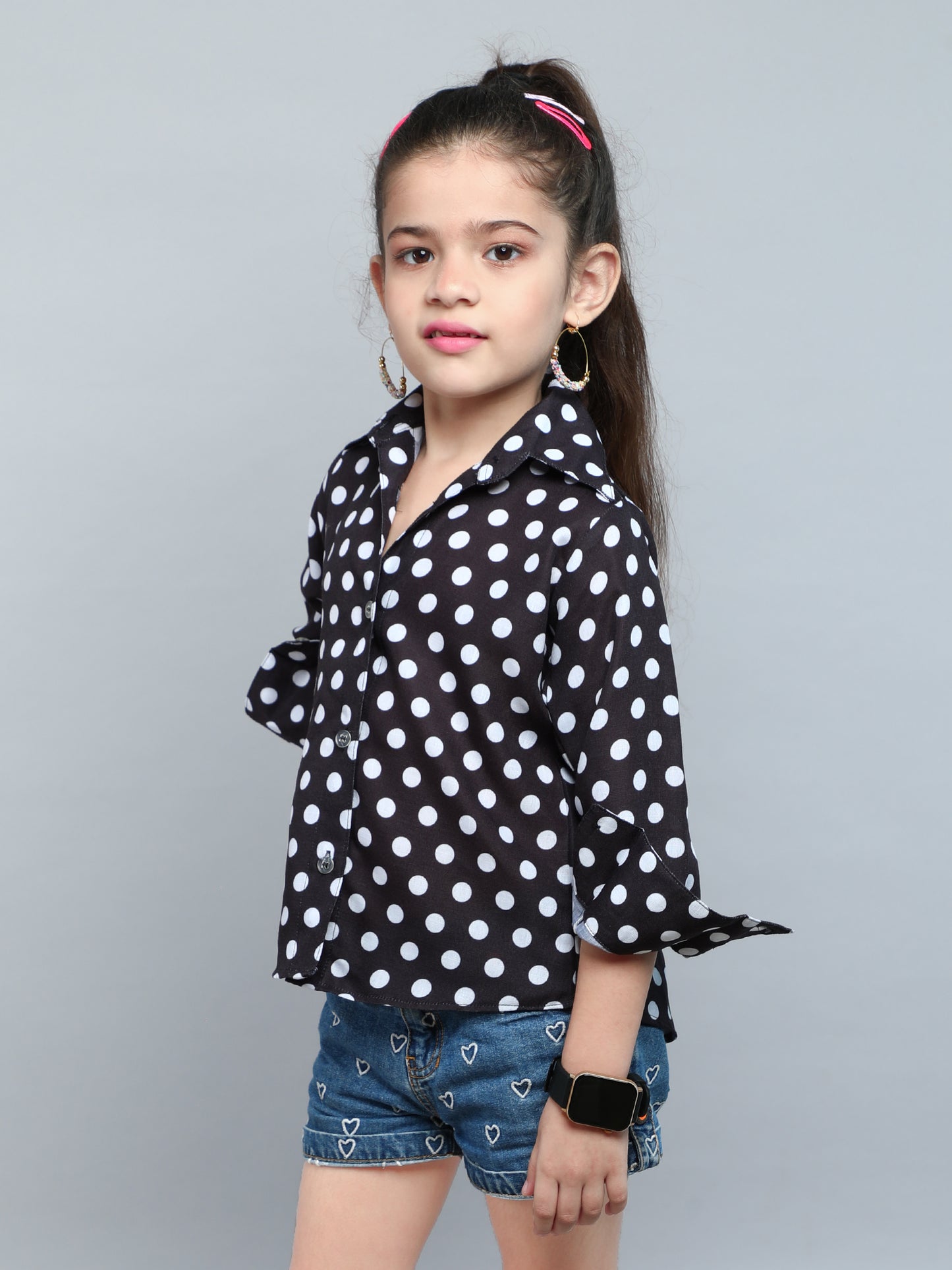 Black Polka Dot Button-Down Shirt