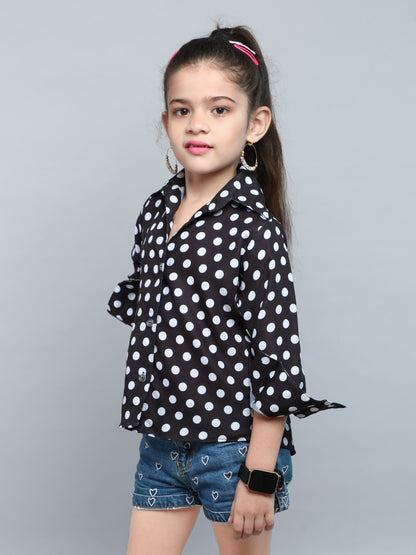 Black Polka Dot Button-Down Shirt