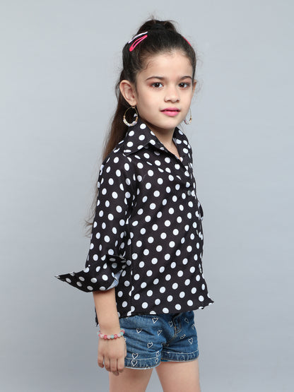 Black Polka Dot Button-Down Shirt