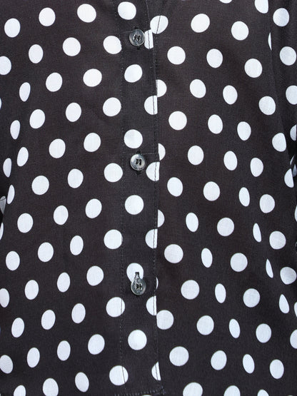 Black Polka Dot Button-Down Shirt
