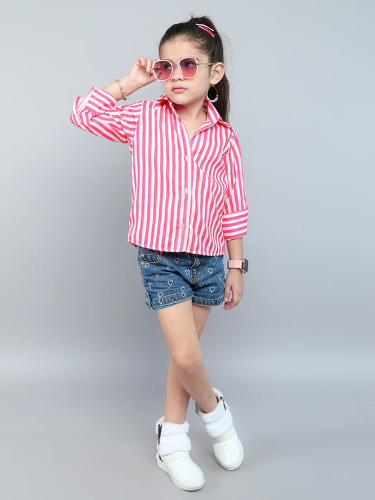 Pink & White Striped Collared Shirt