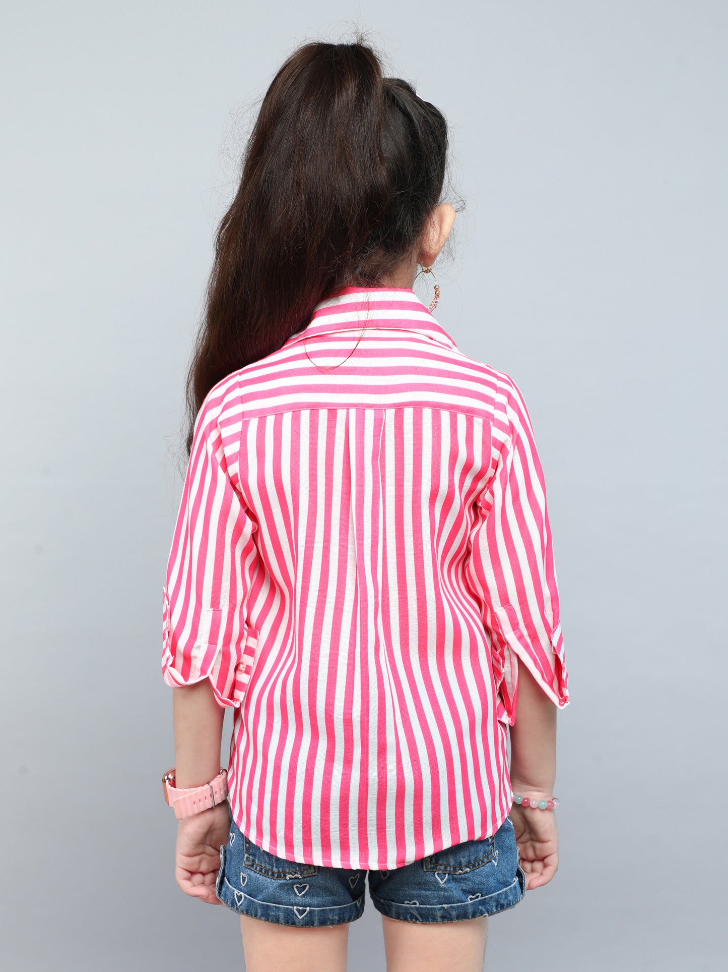 Pink & White Striped Collared Shirt