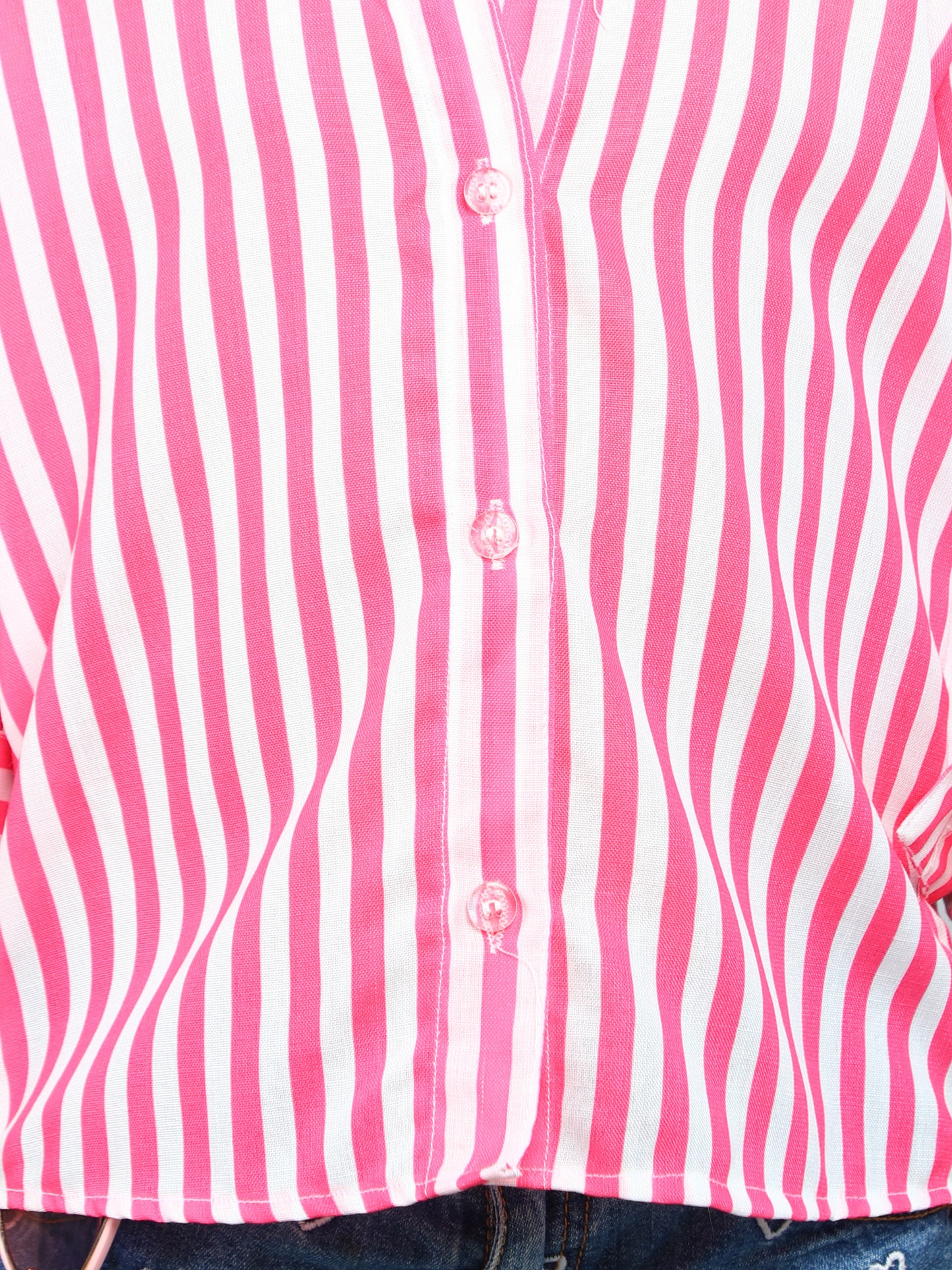 Pink & White Striped Collared Shirt