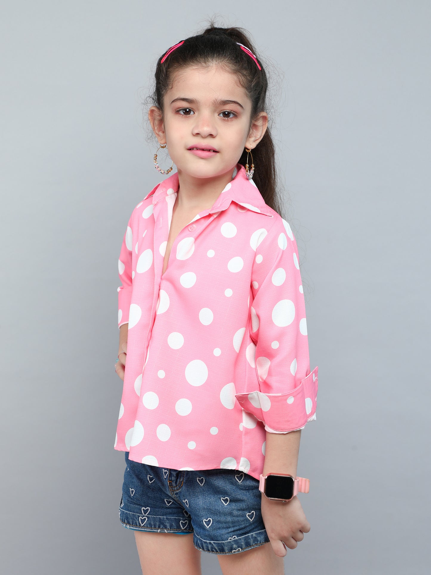 Pink Polka Dot Button-Down Shirt