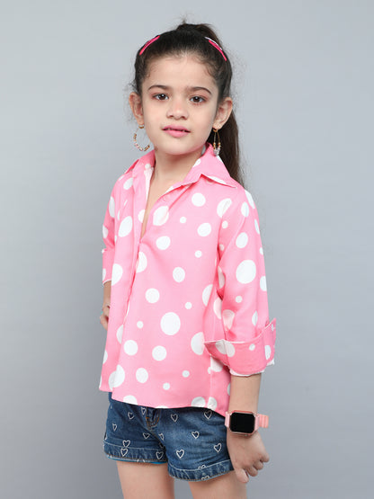 Pink Polka Dot Button-Down Shirt