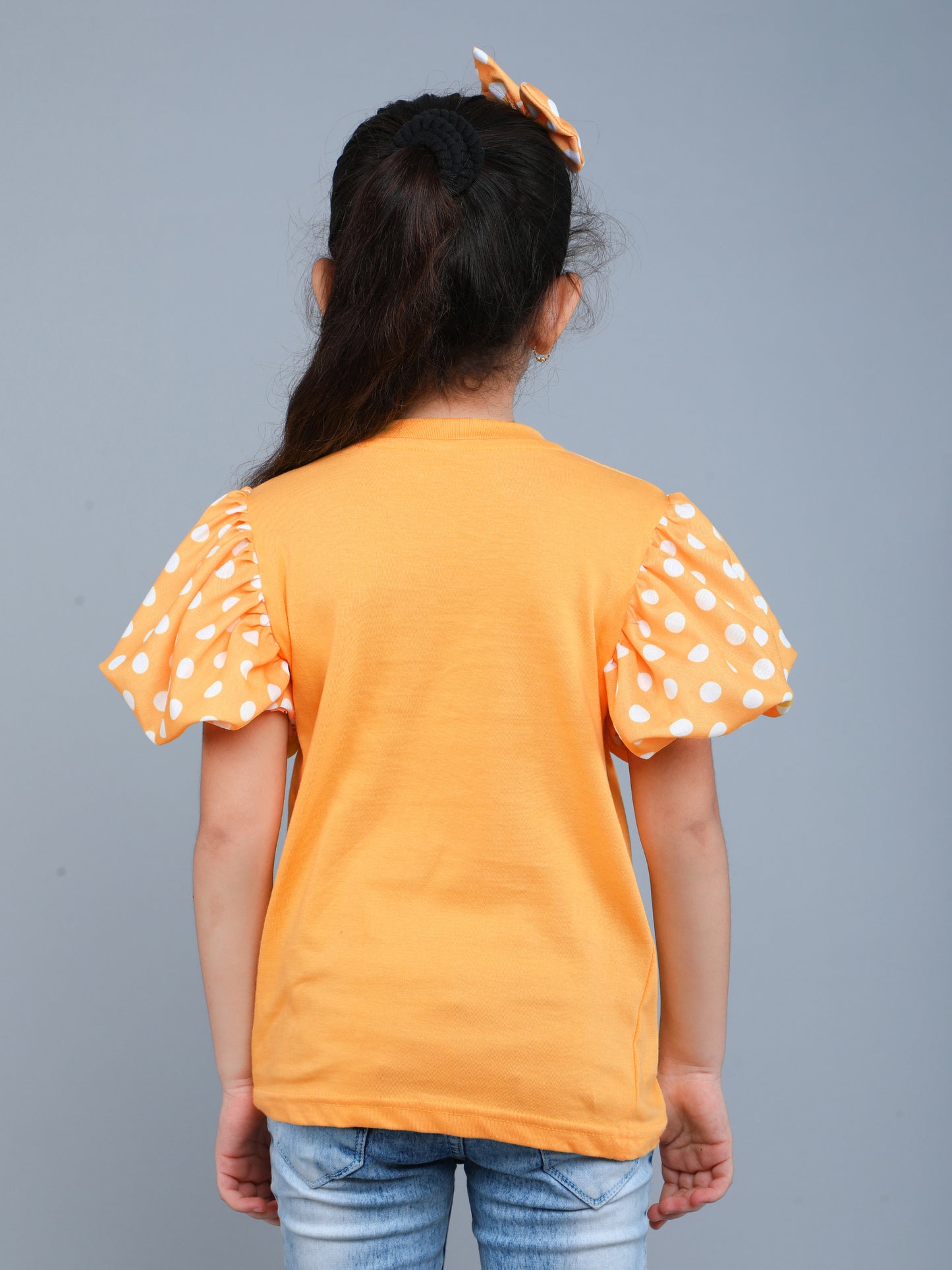 Puff Sleeves Heart Vibe T-Shirt- Yellow