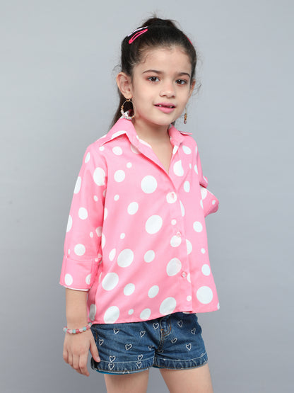 Pink Polka Dot Button-Down Shirt