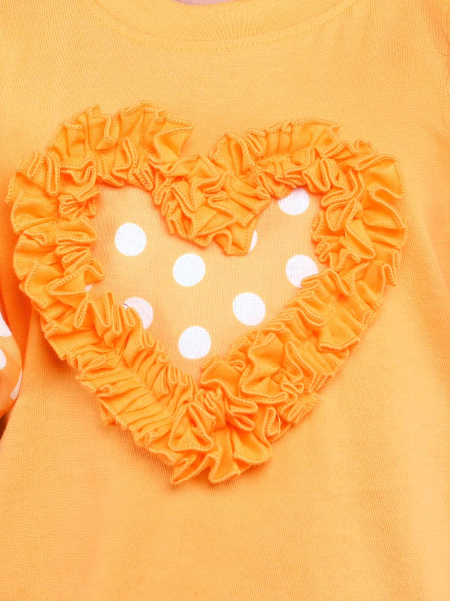 Puff Sleeves Heart Vibe T-Shirt- Yellow