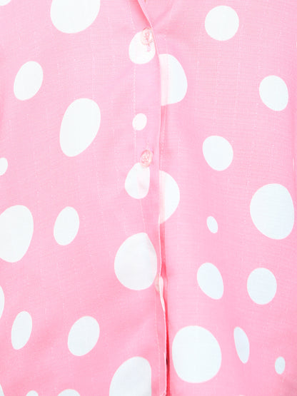 Pink Polka Dot Button-Down Shirt