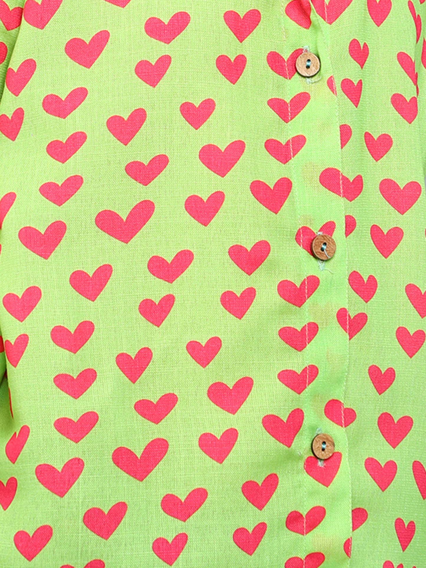 Lime Green Heart Print Shirt