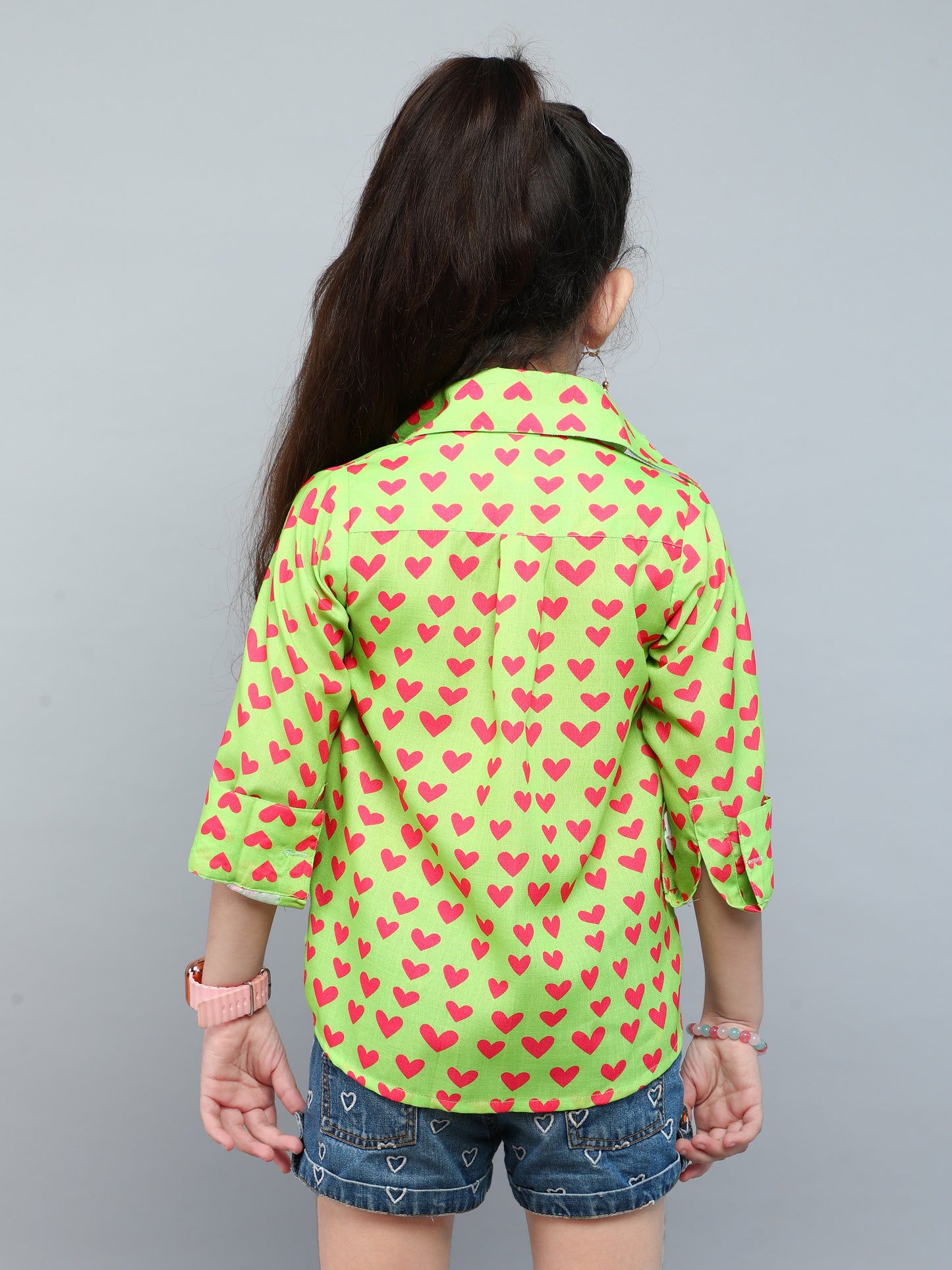 Lime Green Heart Print Shirt