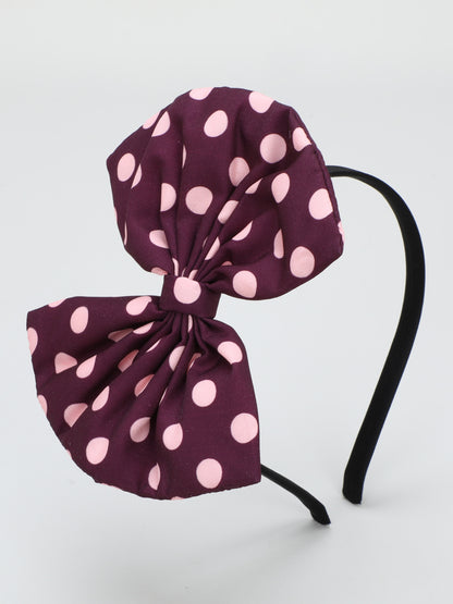 Polkadot Bow Hairband - Maroon