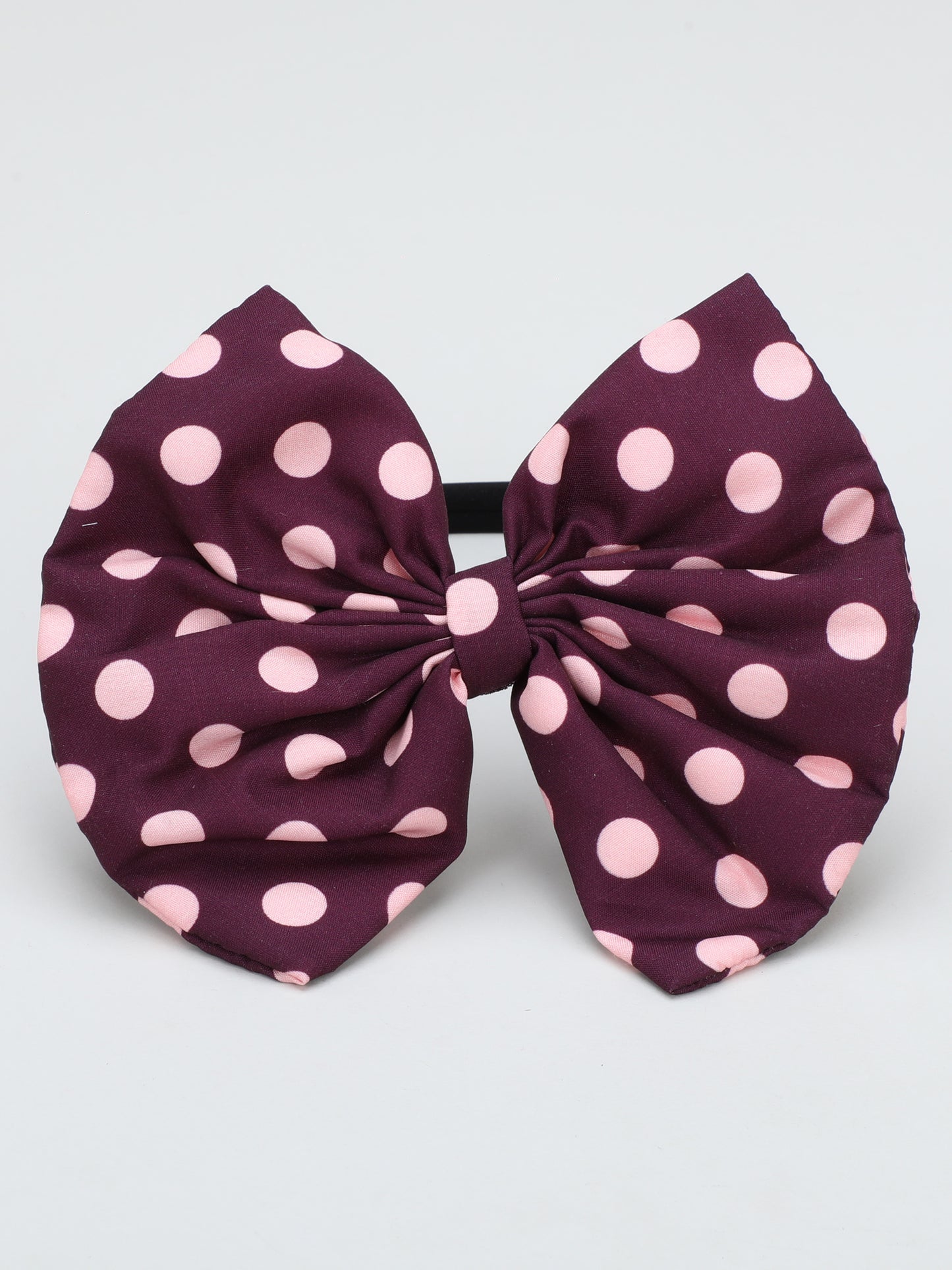 Polkadot Bow Hairband - Maroon