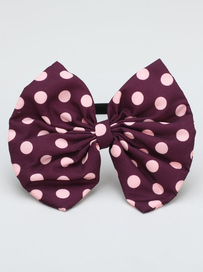 Polkadot Bow Hairband - Maroon