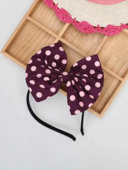 Polkadot Bow Hairband - Maroon