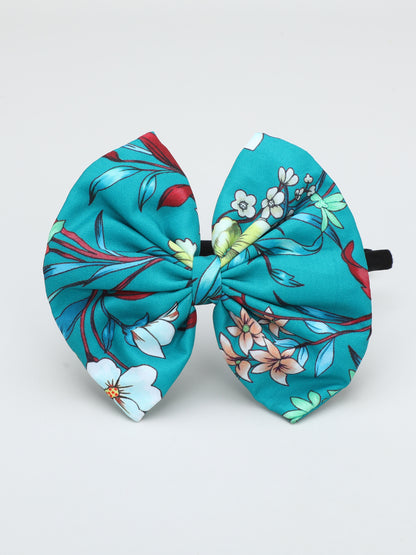 Floral Bow Hairband- Teal