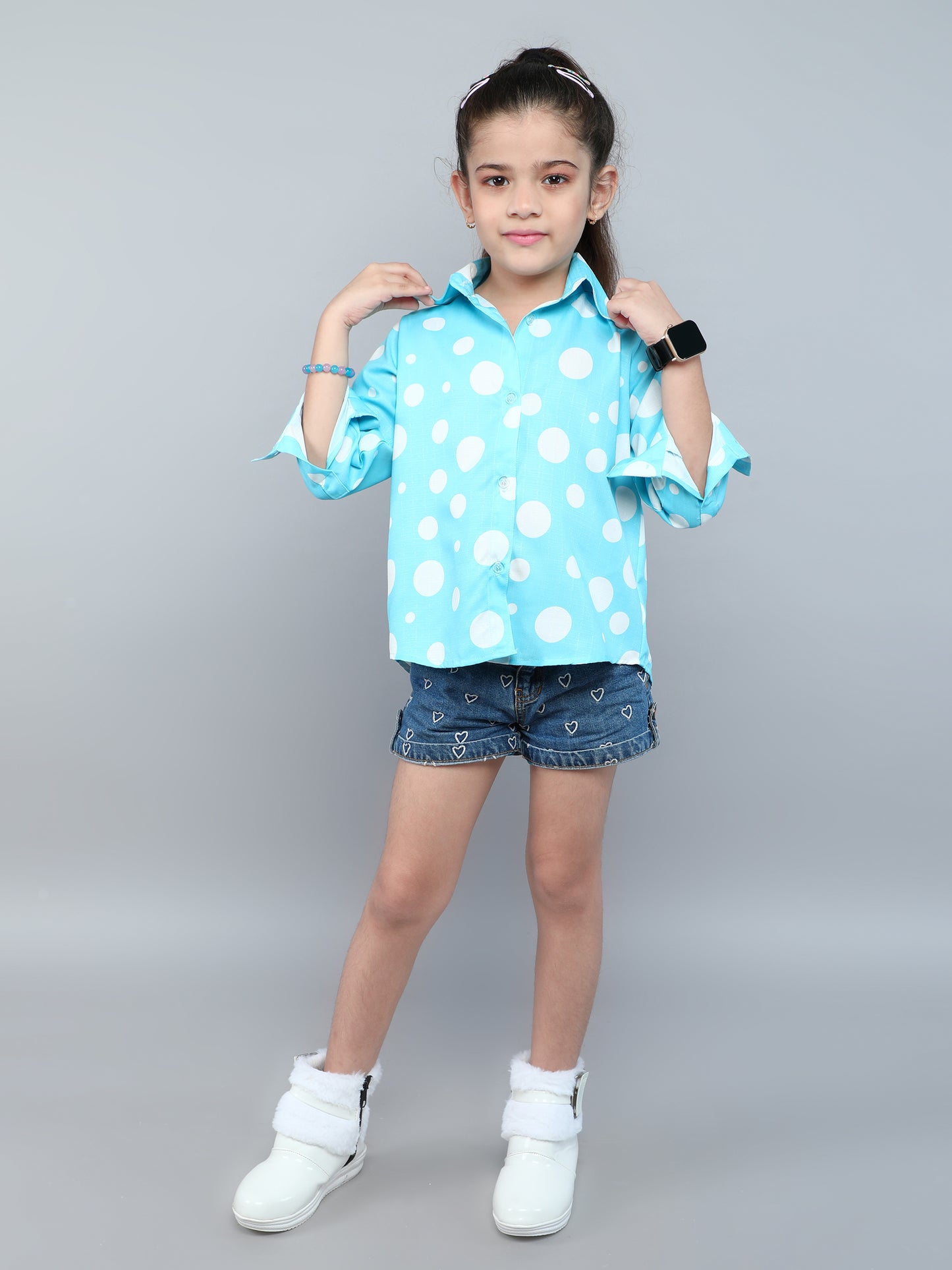 Blue Polka Dot Button-Down Shirt