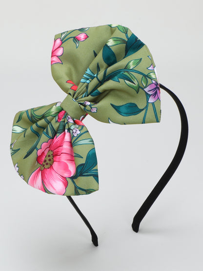 Floral Bow Hairband- Green