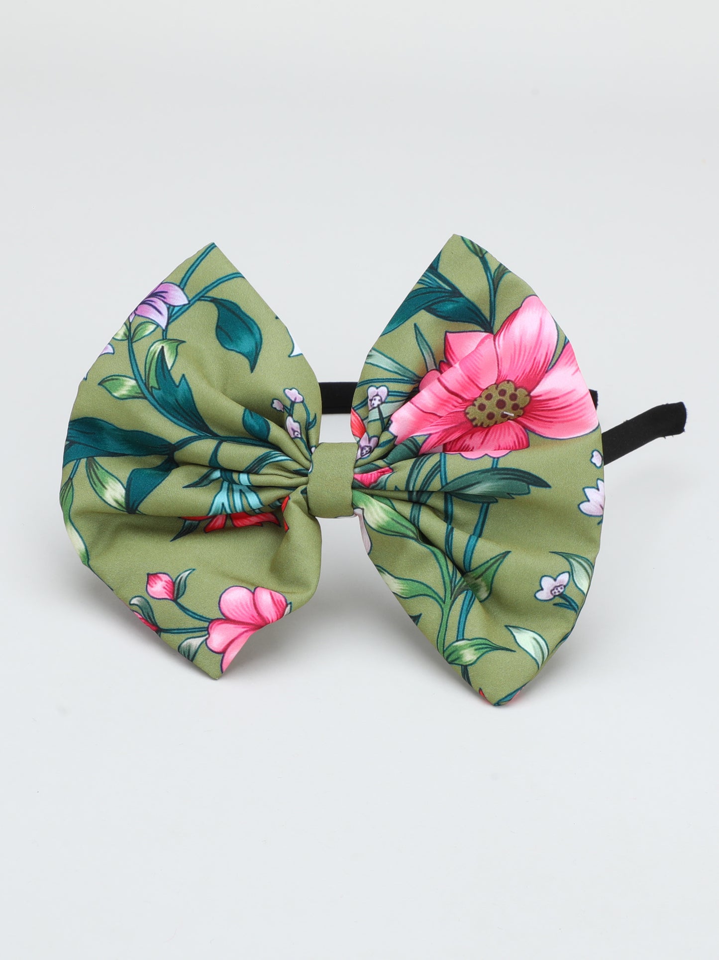 Floral Bow Hairband- Green