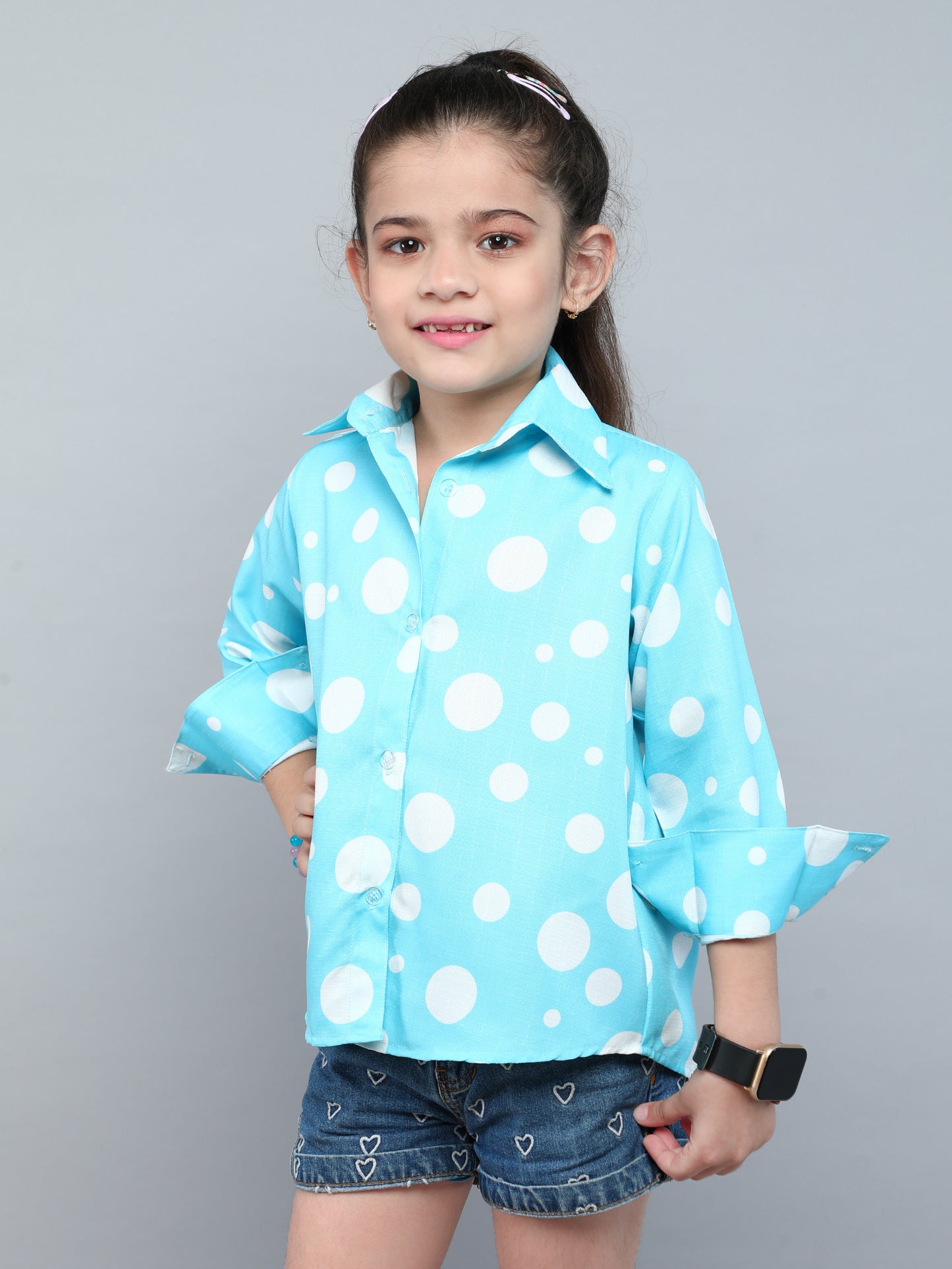 Blue Polka Dot Button-Down Shirt