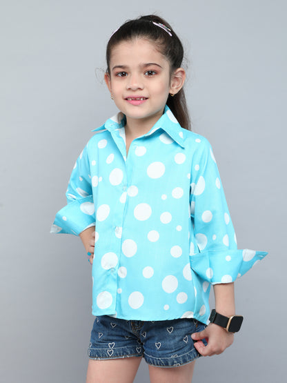 Blue Polka Dot Button-Down Shirt