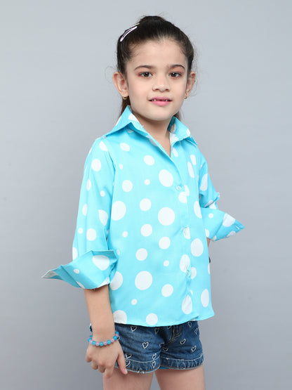 Blue Polka Dot Button-Down Shirt