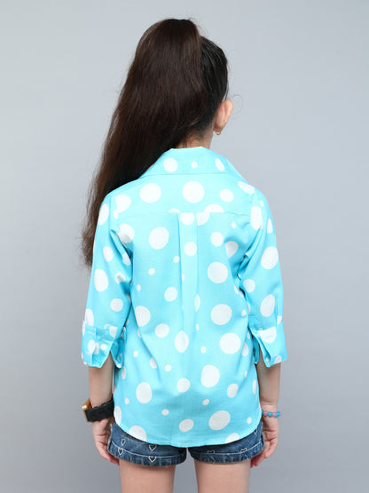 Blue Polka Dot Button-Down Shirt