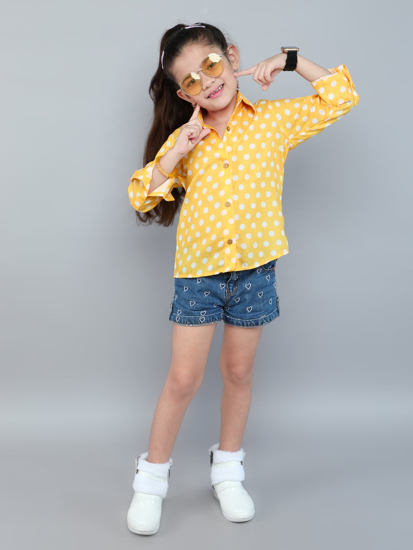 Yellow Polka Dot Button-Down Shirt