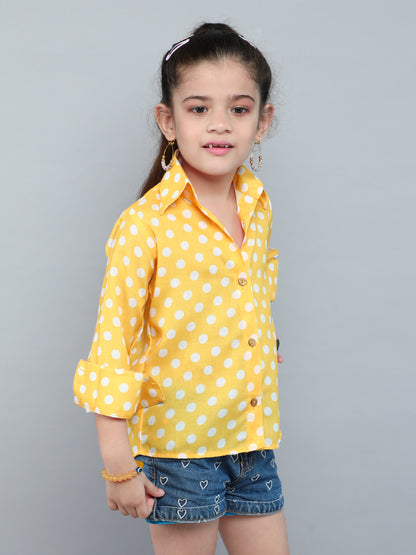 Yellow Polka Dot Button-Down Shirt
