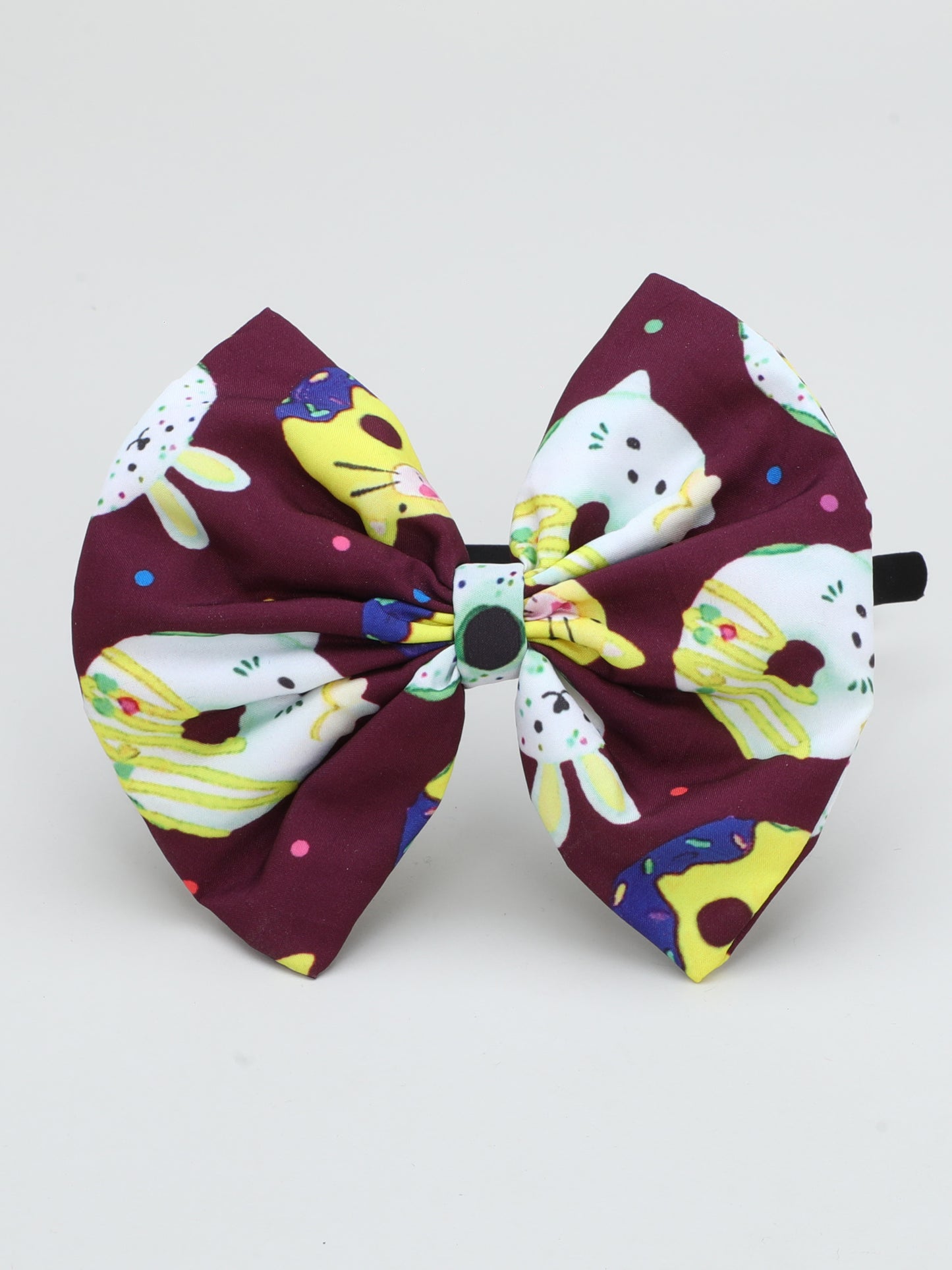 Donut Bow Hairband -Burgundy