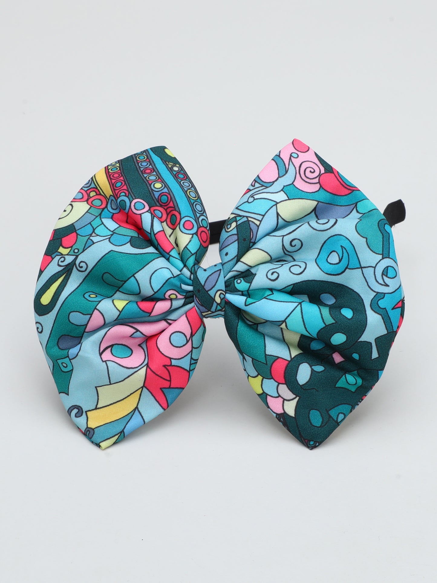 Teal Printed  Bow Hairband