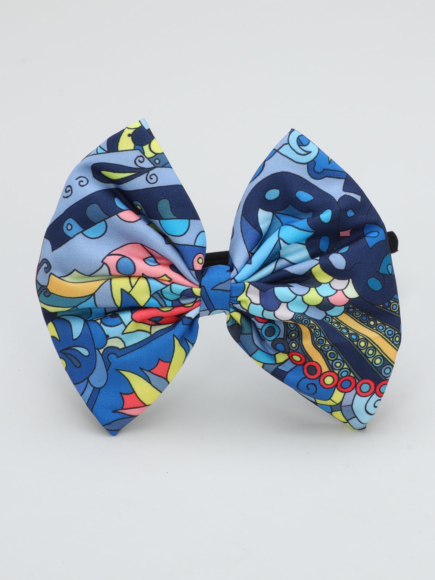 Blue Printed  Bow Hairband -Blue