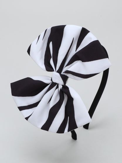 Zebra Bow Hairband-Black n White