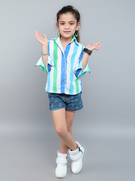 Blue & White Striped Collared Shirt