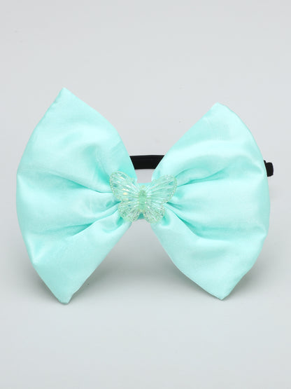 Satin Bow Hairband with Butterfly -Aqua